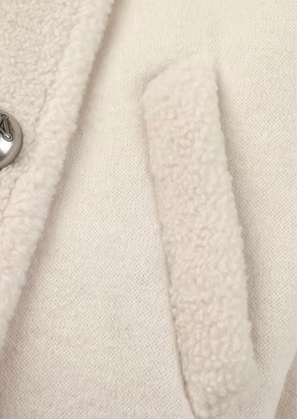 Nodress White Knitted Lambswool Lined Napoleon Double-Breasted Coat