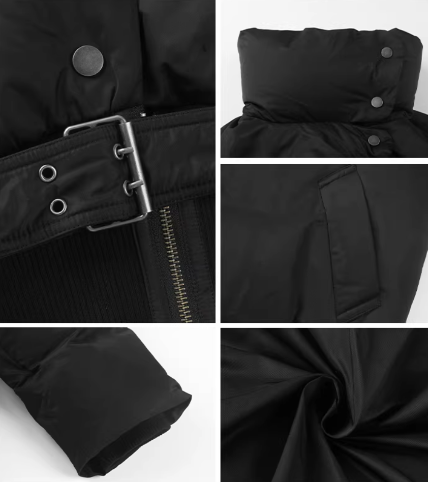 Nodress Black Asymmetrical  Mid-Length Down Jacket