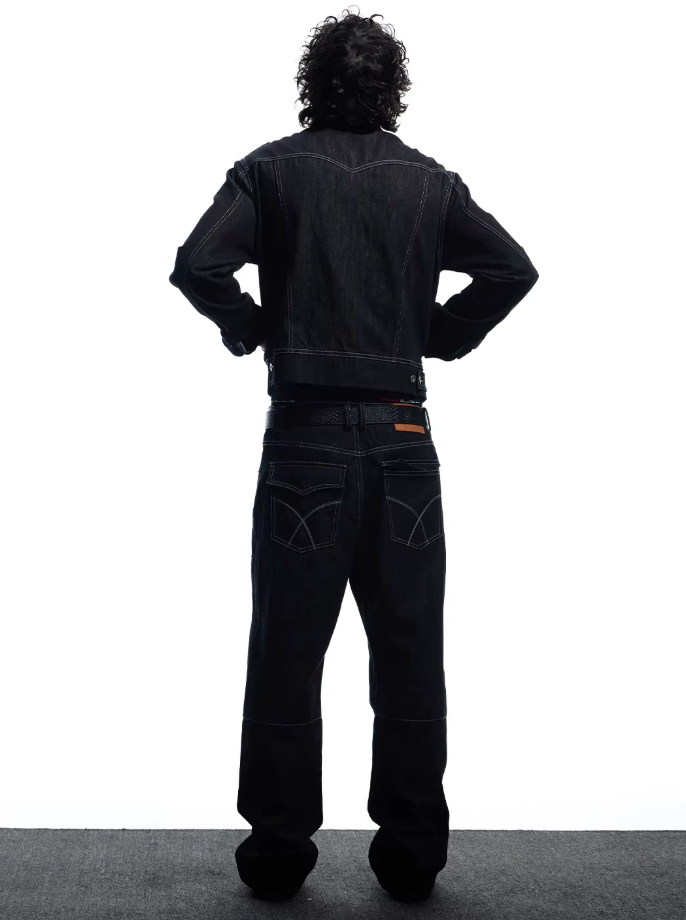 DND4DES  Stand Collar Metal Napoleon Raw Denim Jacket