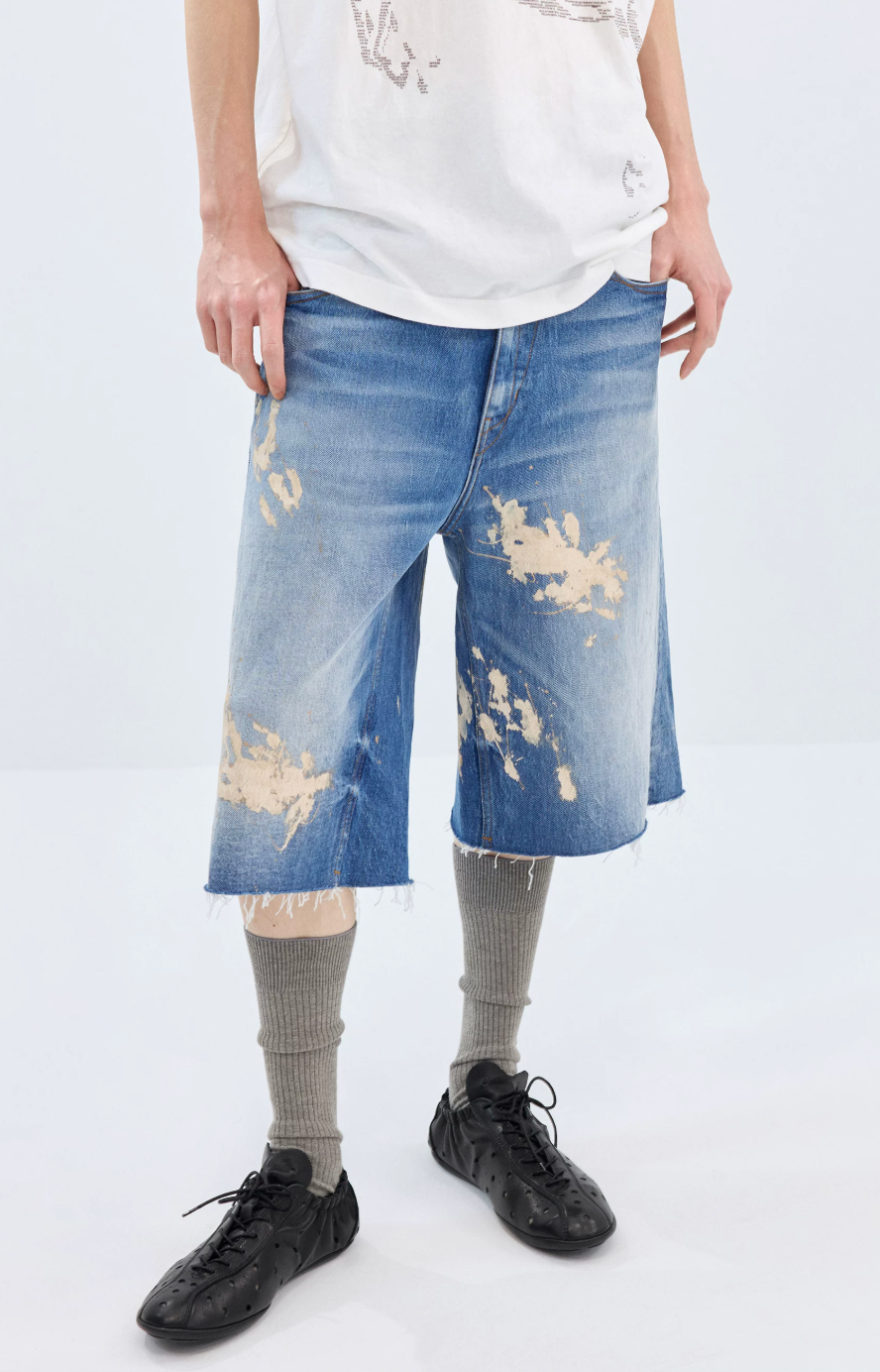 Simple Project Paint Splatter Denim Shorts