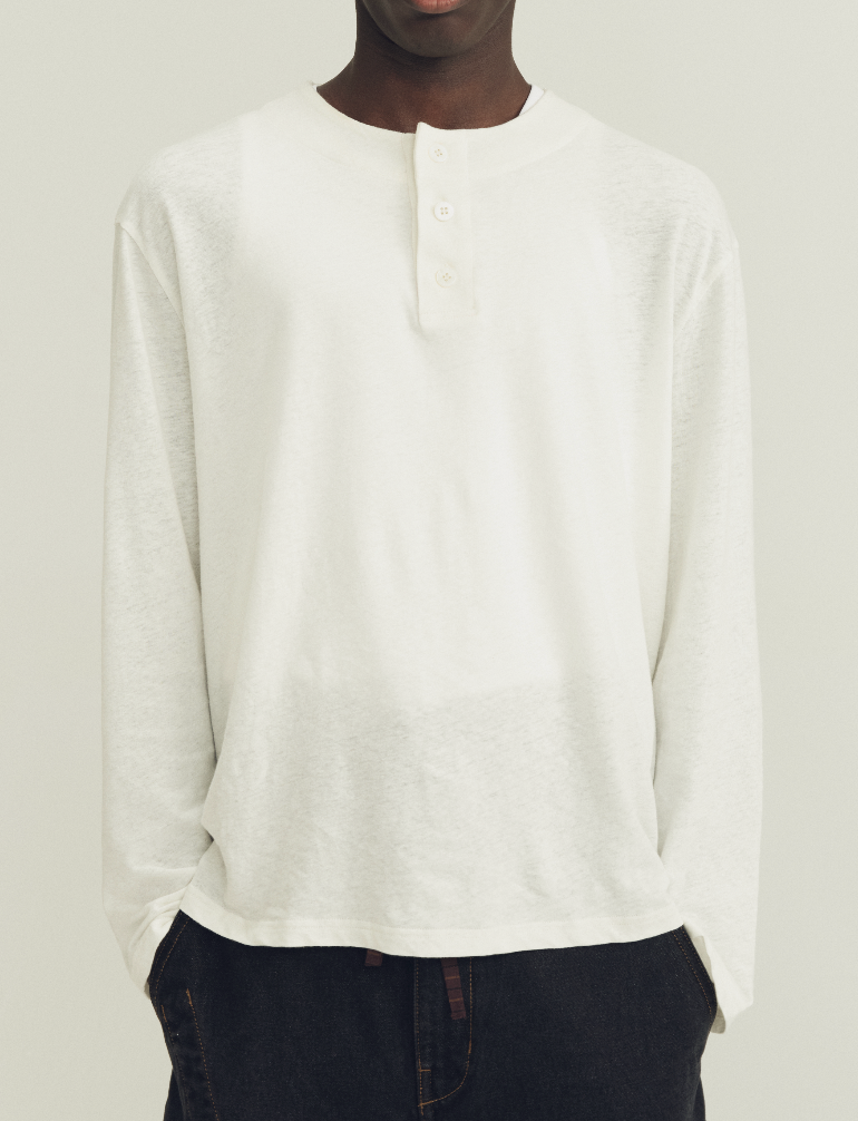 THE PROUDER Linen Cotton Bamboo Joint Simple Henry Shirt