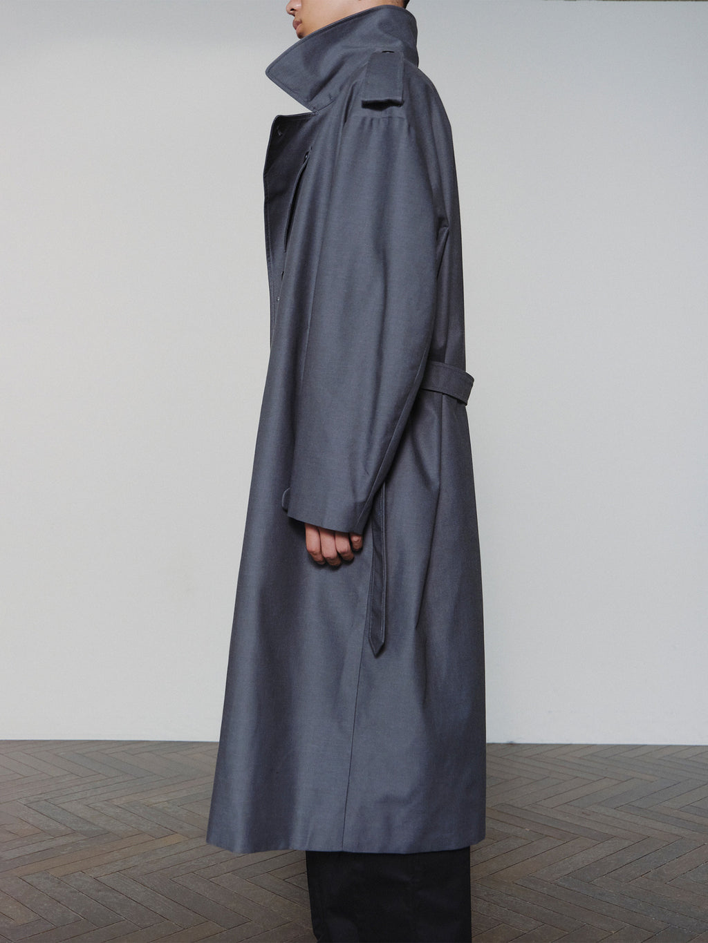 Sairenssei Oversized Sleeve Double-Breasted Long Trench Coat.