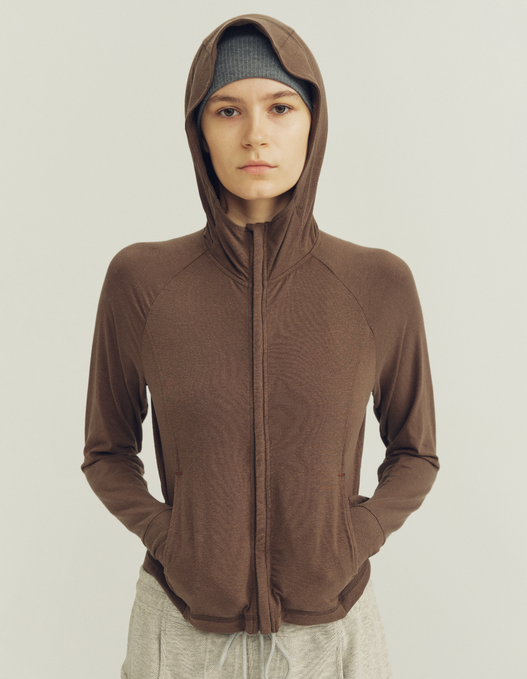 THE PROUDER linen-blend hooded slim-fit functional sun guard