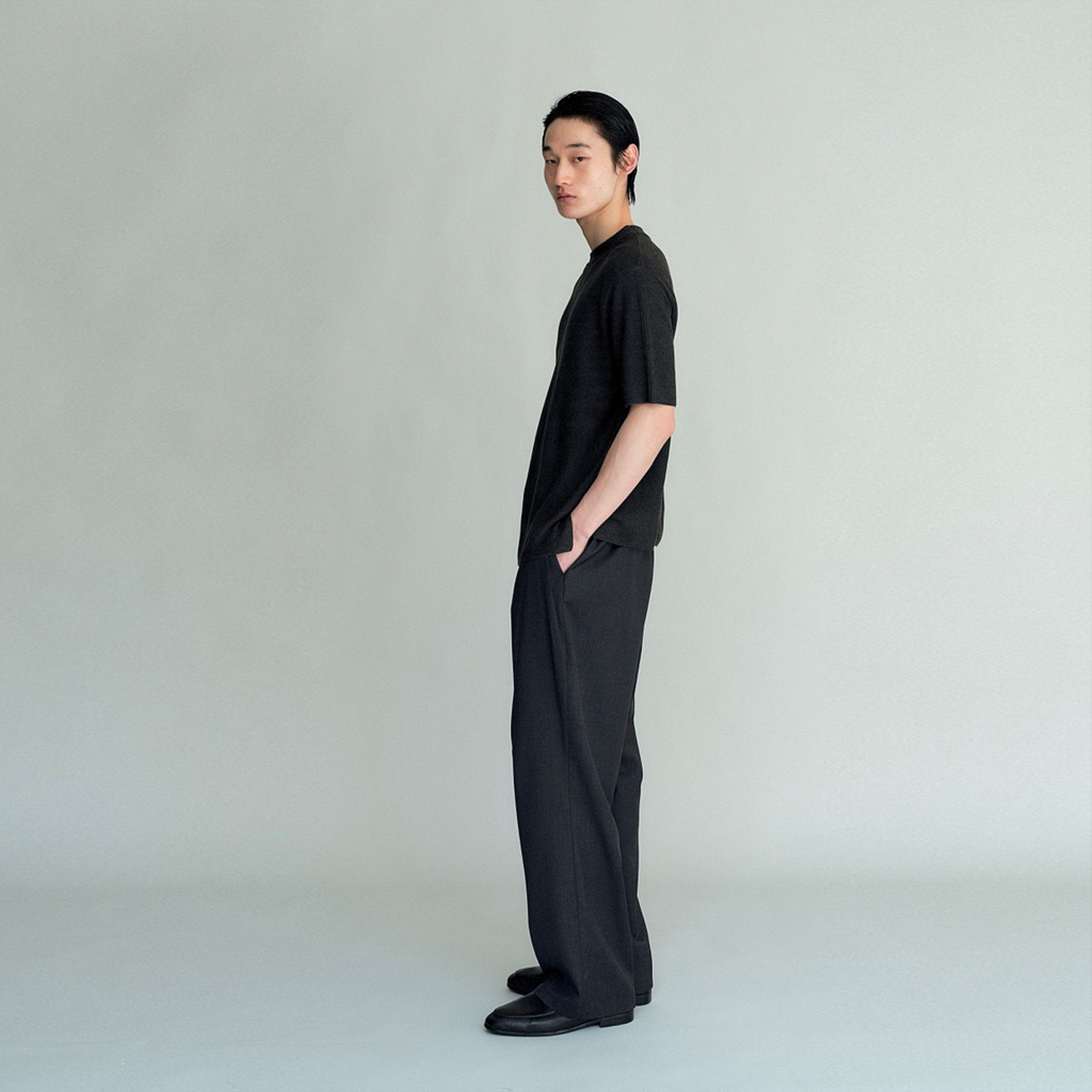 Sairenssei drape straight leg trousers
