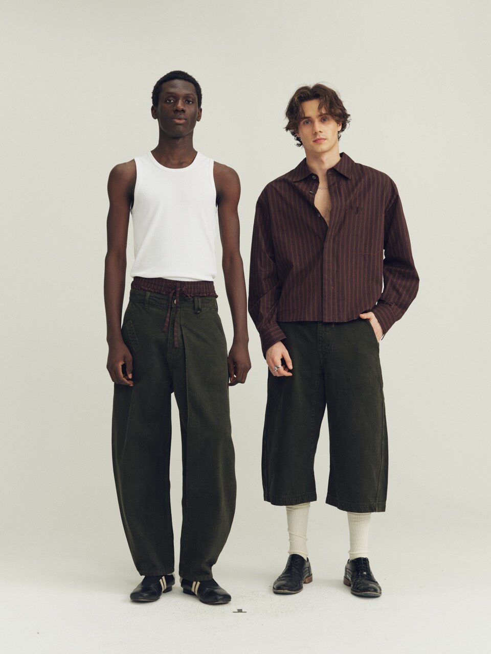 THE PROUDER long-staple cotton army green scimitar layered jeans