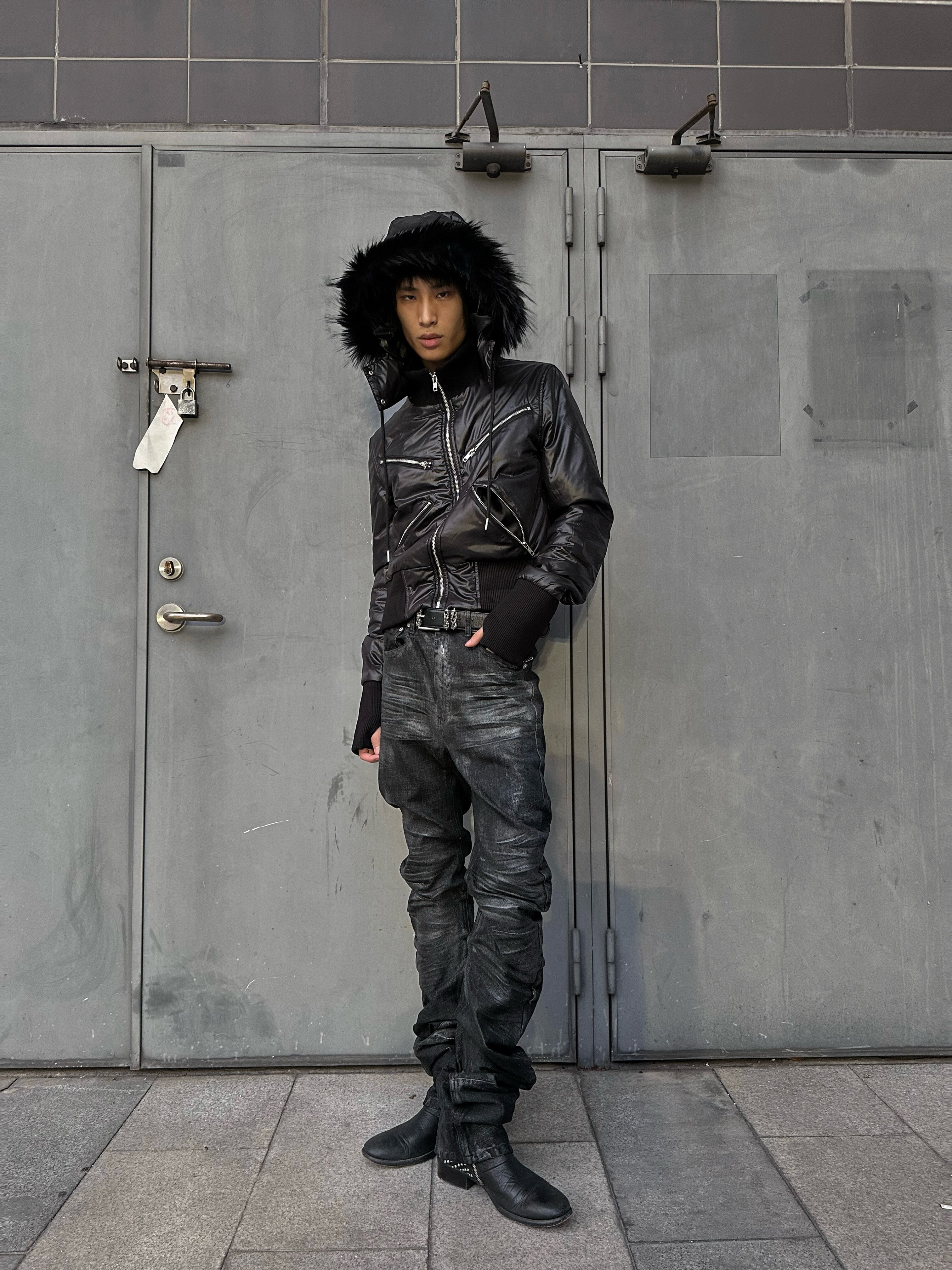 REBEL WAVE25FW "DЁL" Hooded Zipper Jacket with Fur Collar