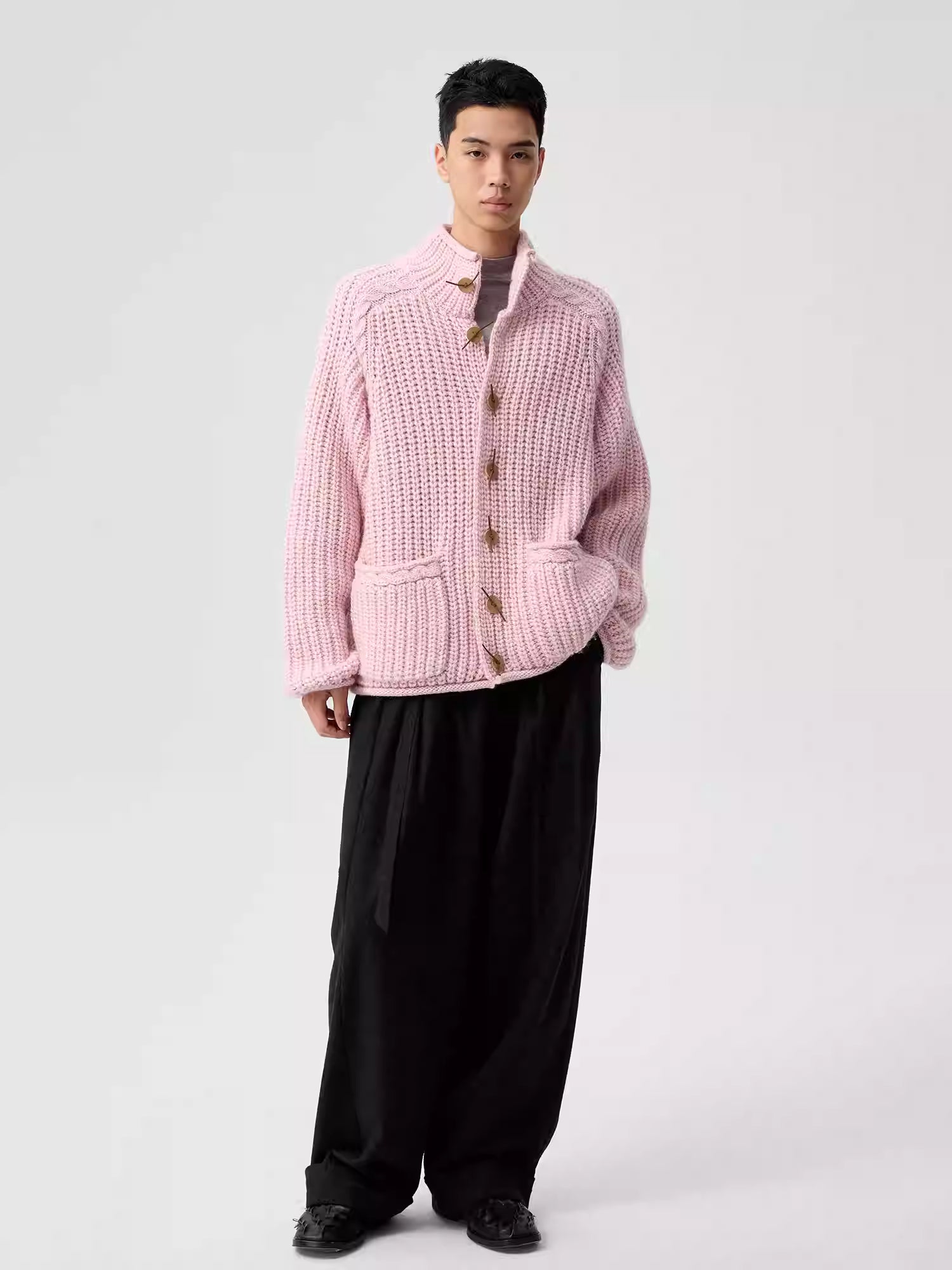 Simple Project High-Neck Cardigan