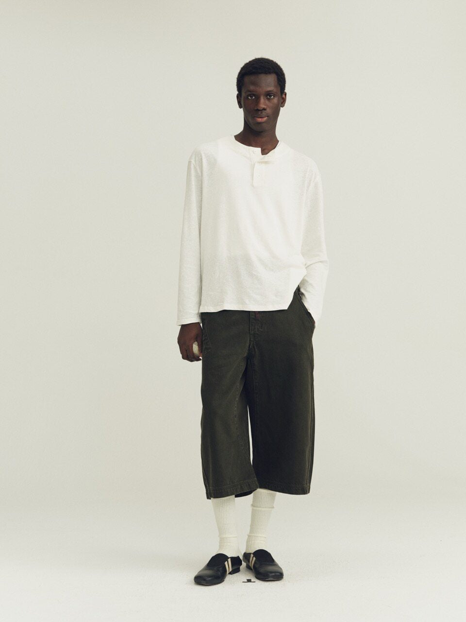 THE PROUDER Linen Cotton Bamboo Joint Simple Henry Shirt