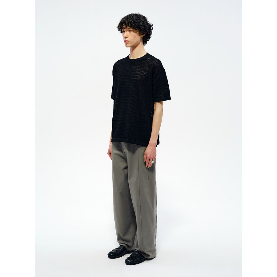 Sairenssei Hollow-Out Floral Knit Simple Loose Short-Sleeve T-Shirt