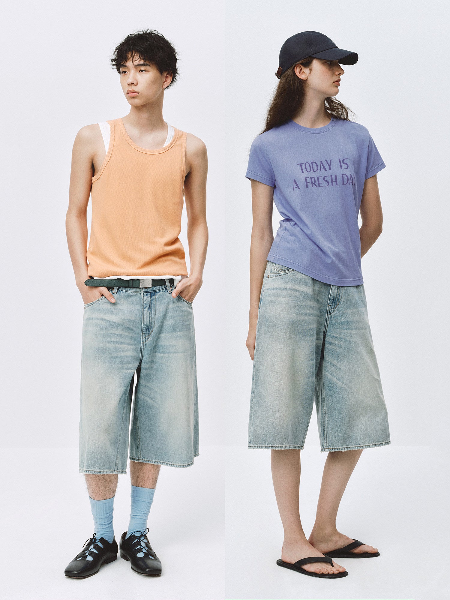 Simple Project Light blue denim shorts