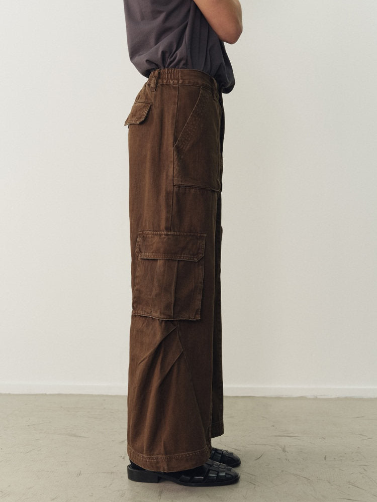 THE PROUDER brown pleated pocket cargo pants