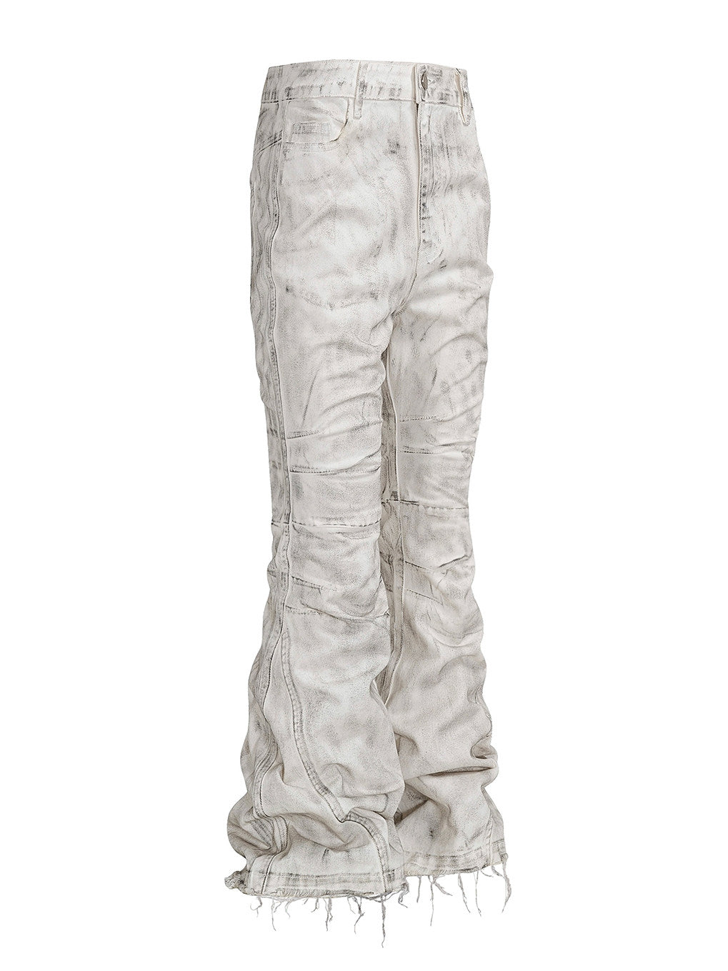 REBEL WAVE25FW "WΧΣ" White Distressed Waxed Jeans
