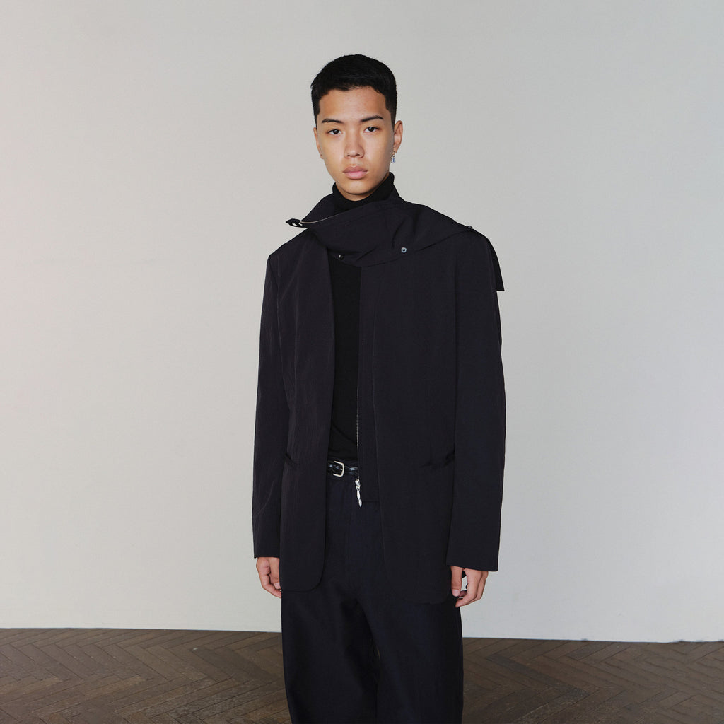 Sairenssei Detachable Faux Two-Piece Double Zipper Simple Suit Jacket