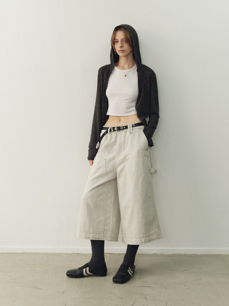 THE PROUDER gray-bottomed white cow logging cropped pants