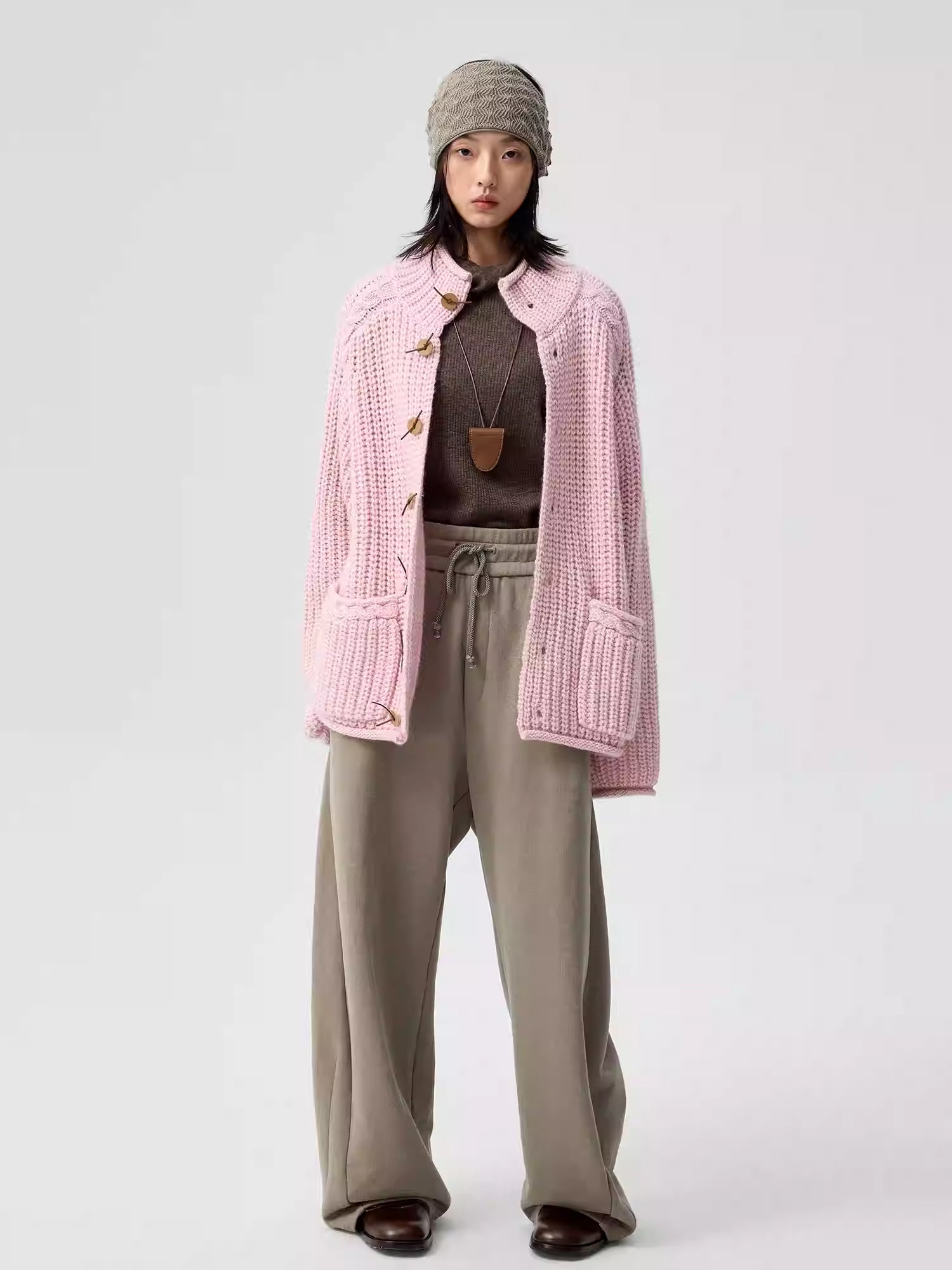 Simple Project High-Neck Cardigan