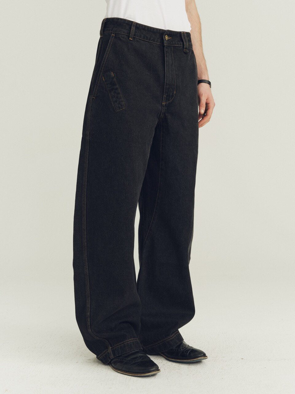 THE PROUDER Vintage Black Cow Stereo-Cut Jeans