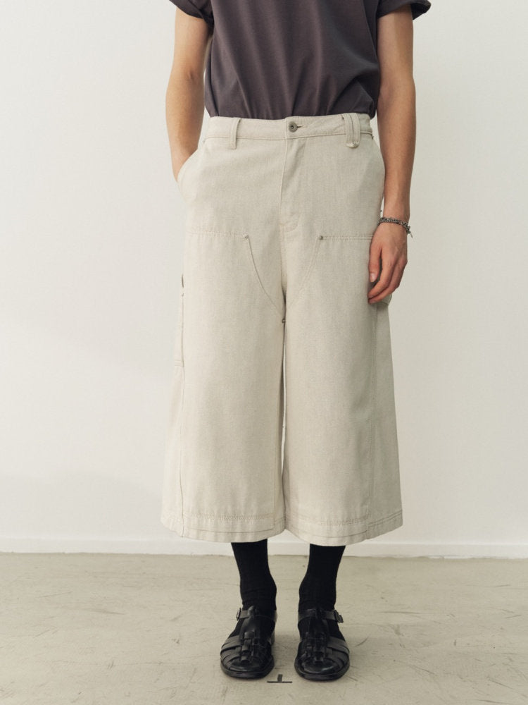 THE PROUDER gray-bottomed white cow logging cropped pants