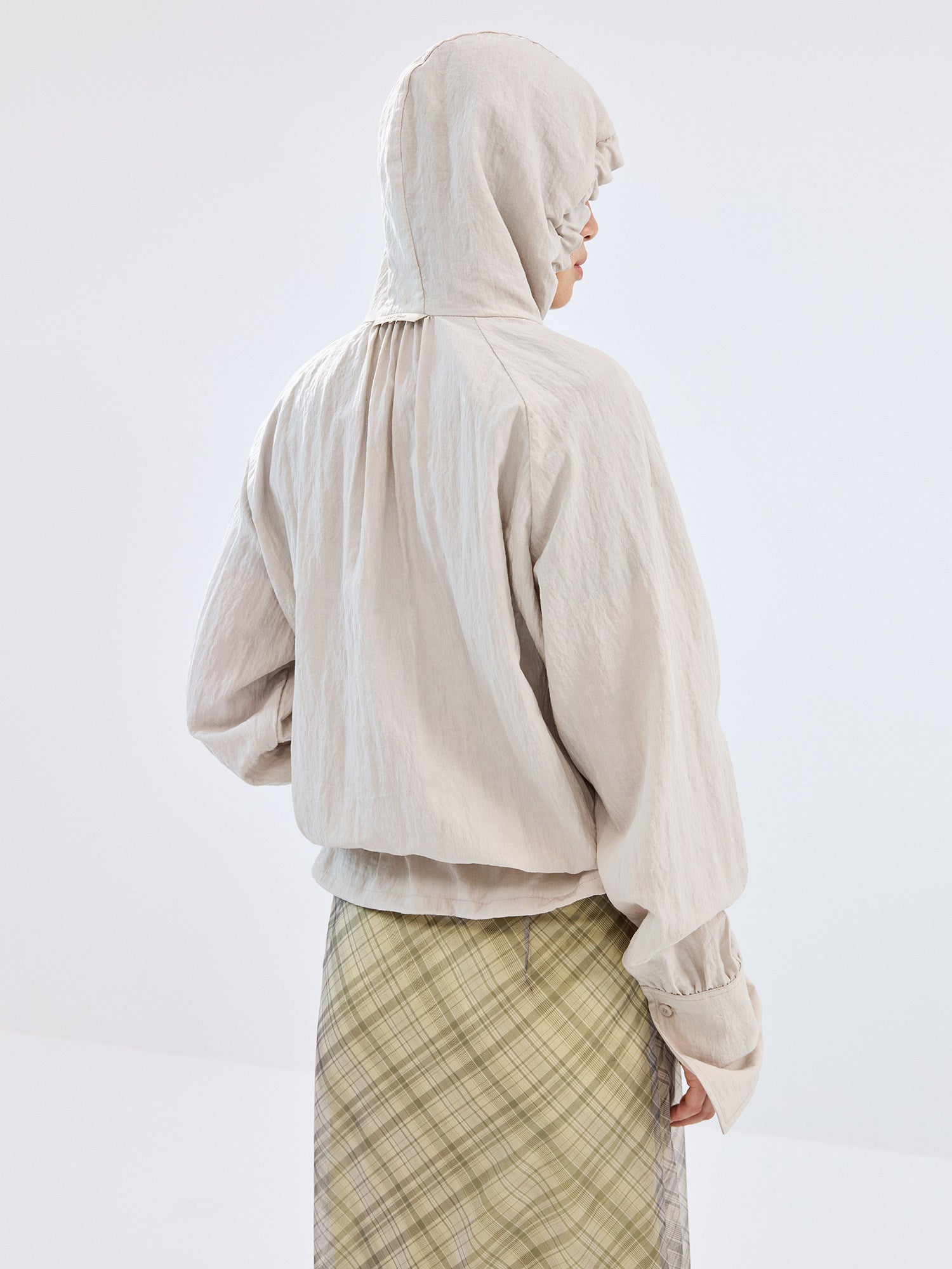Simple Project  Lace-up Hooded Shirt