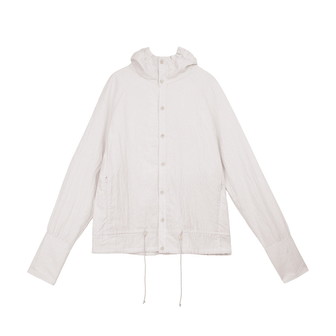 Simple Project  Lace-up Hooded Shirt