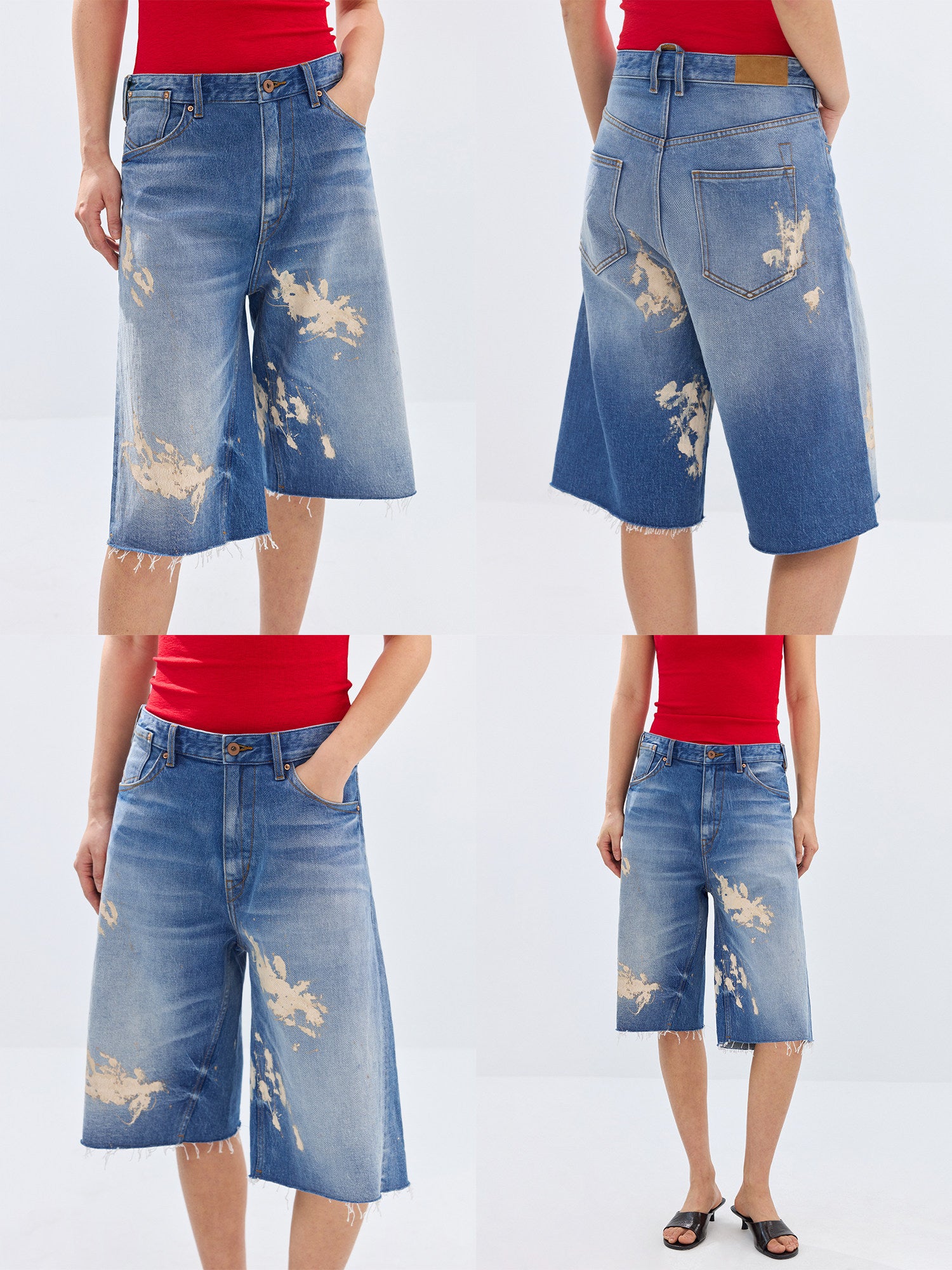 Simple Project Paint Splatter Denim Shorts