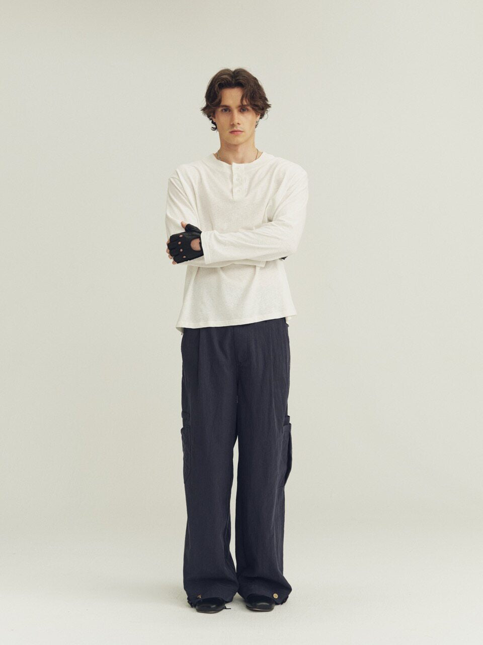 THE PROUDER Linen Cotton Bamboo Joint Simple Henry Shirt