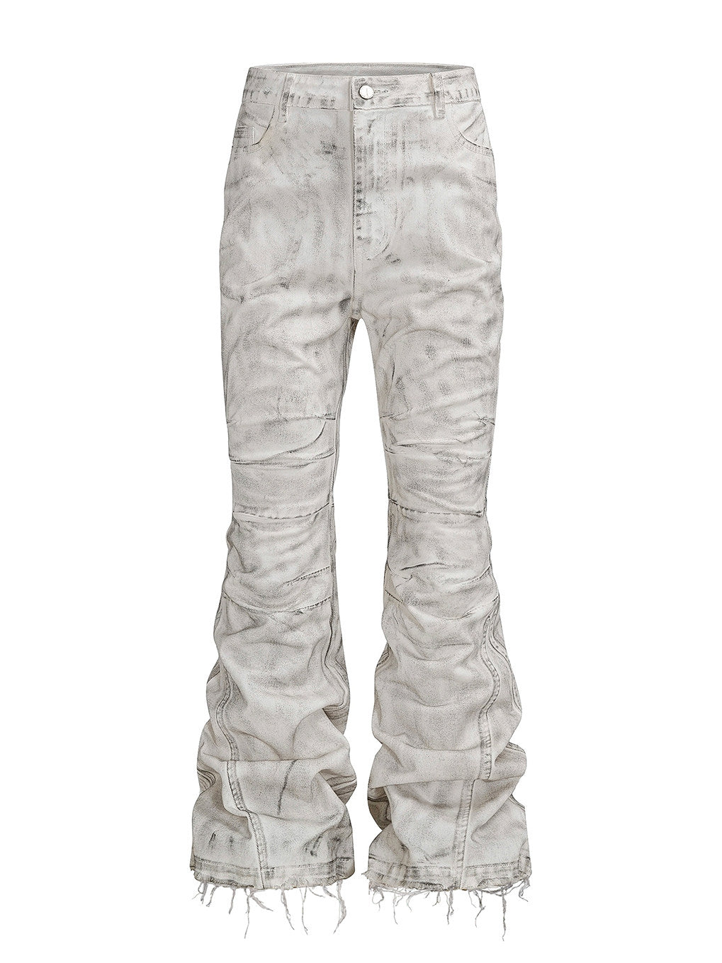 REBEL WAVE25FW "WΧΣ" White Distressed Waxed Jeans