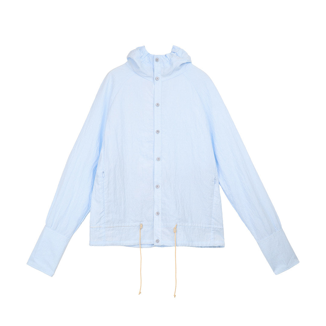 Simple Project  Lace-up Hooded Shirt