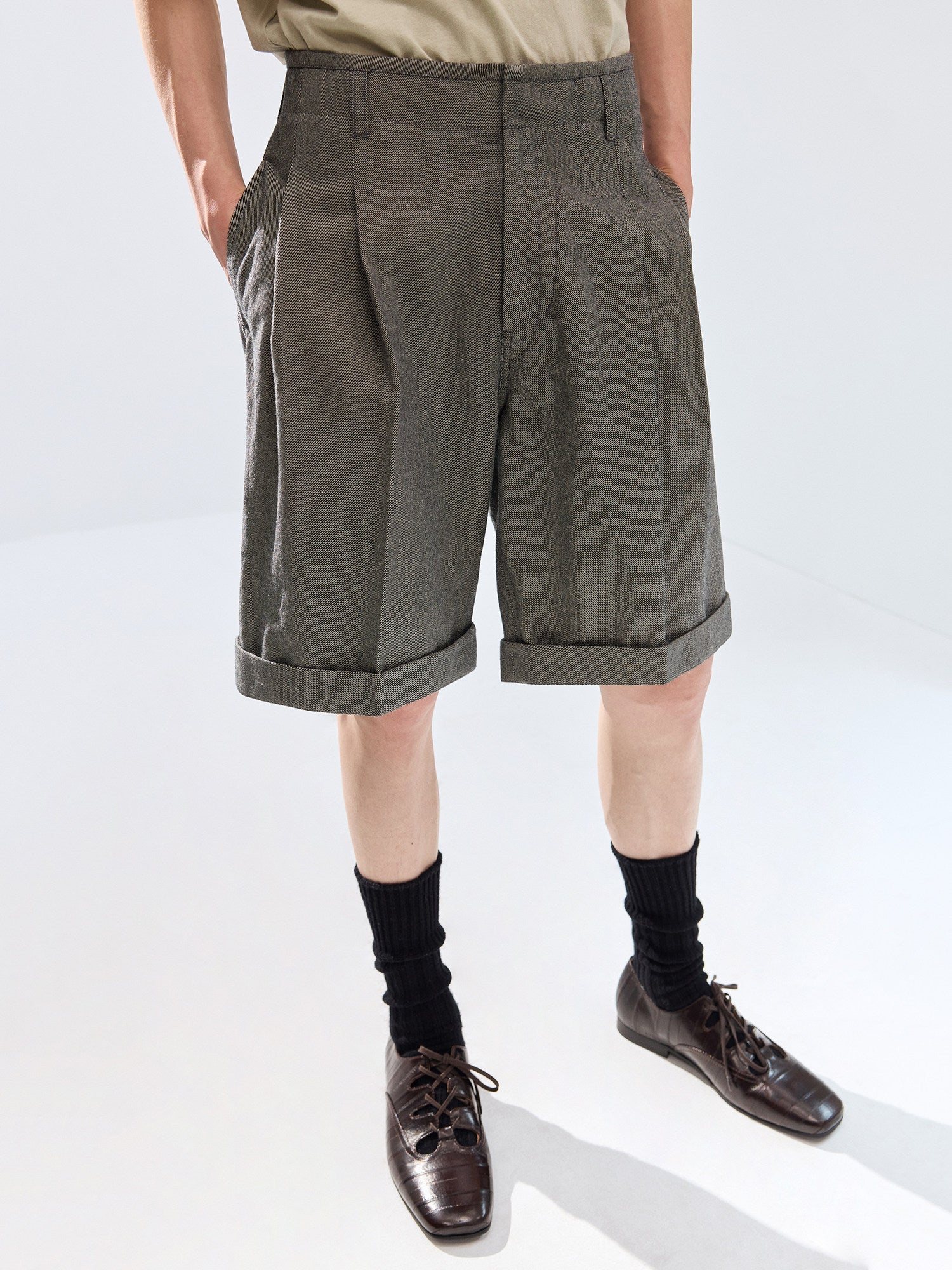 Simple Project Linen-blend Bermuda Shorts