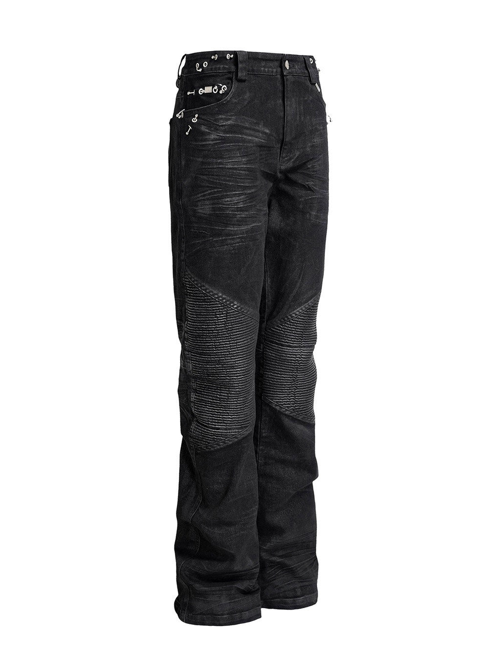 REBEL WAVE25FW "RЕЯ" Waxed Perforated Hardware 3D Waxed Straight Leg Jeans