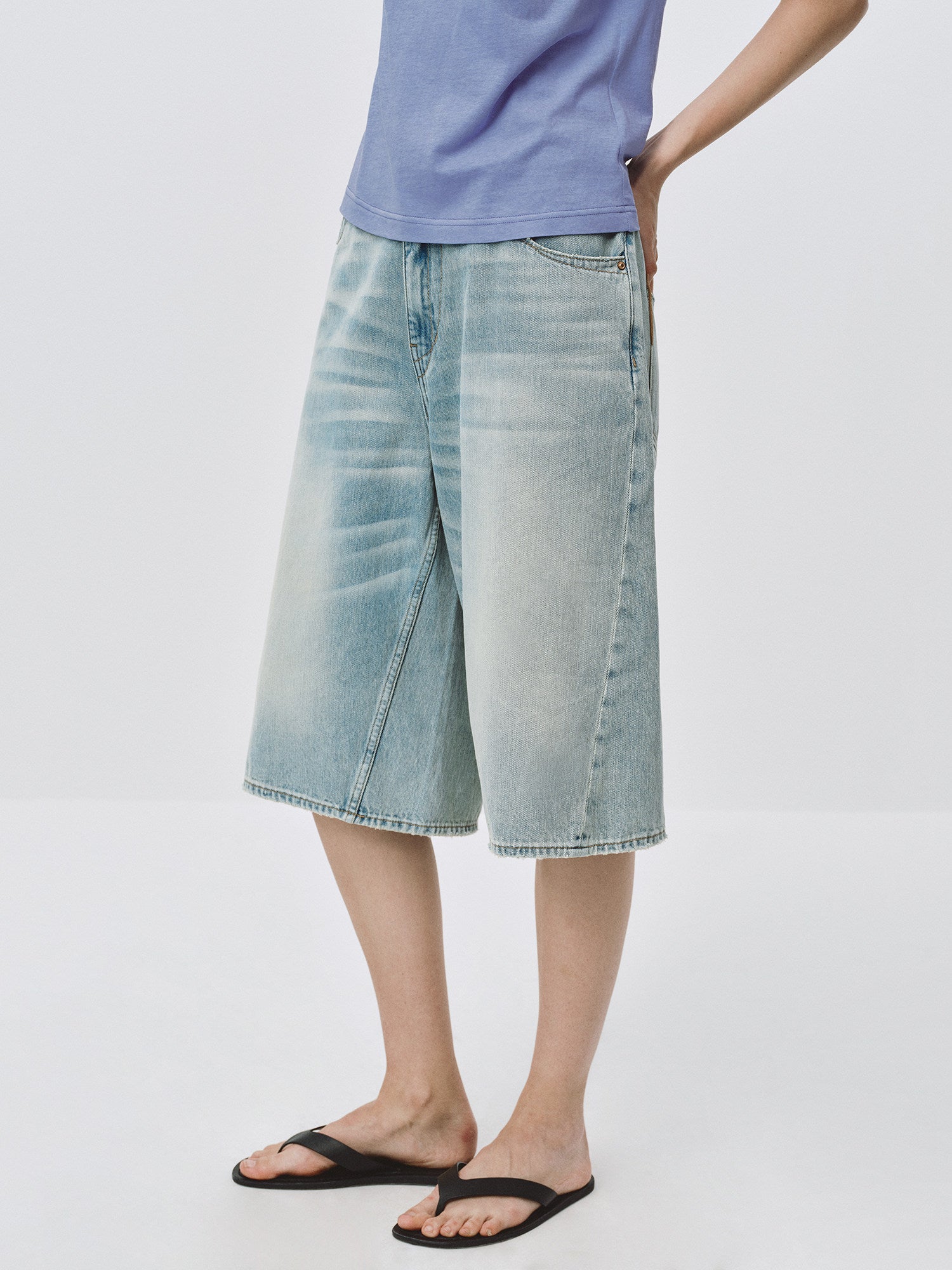 Simple Project Light blue denim shorts