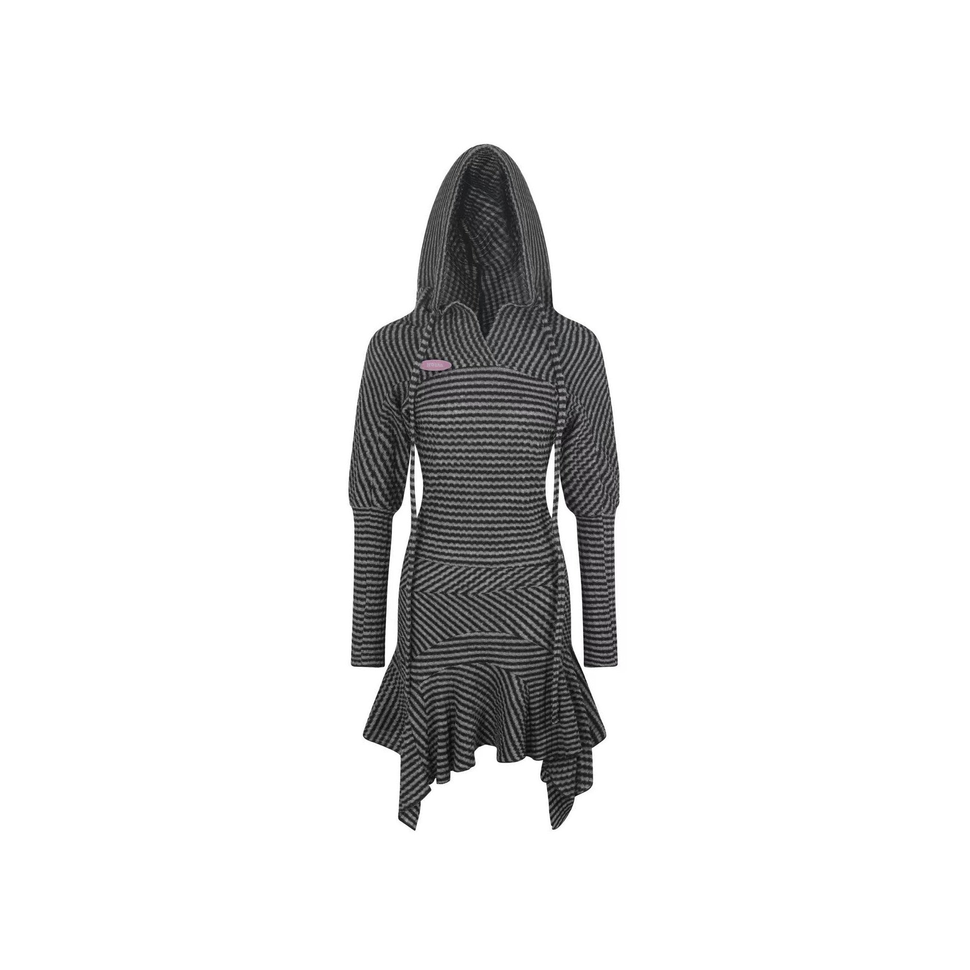 Nodress Black and White Striped Hooded Knit Dress Fall/Winter 2025 New Slim Fit Long Knit Skirt