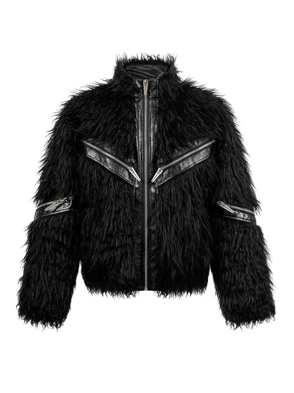 REBEL WAVE25FW "Ж" Patchwork Leather Zipper Fur Jacket