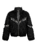 REBEL WAVE25FW "Ж" Patchwork Leather Zipper Fur Jacket