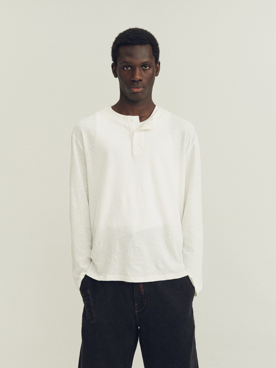 THE PROUDER Linen Cotton Bamboo Joint Simple Henry Shirt