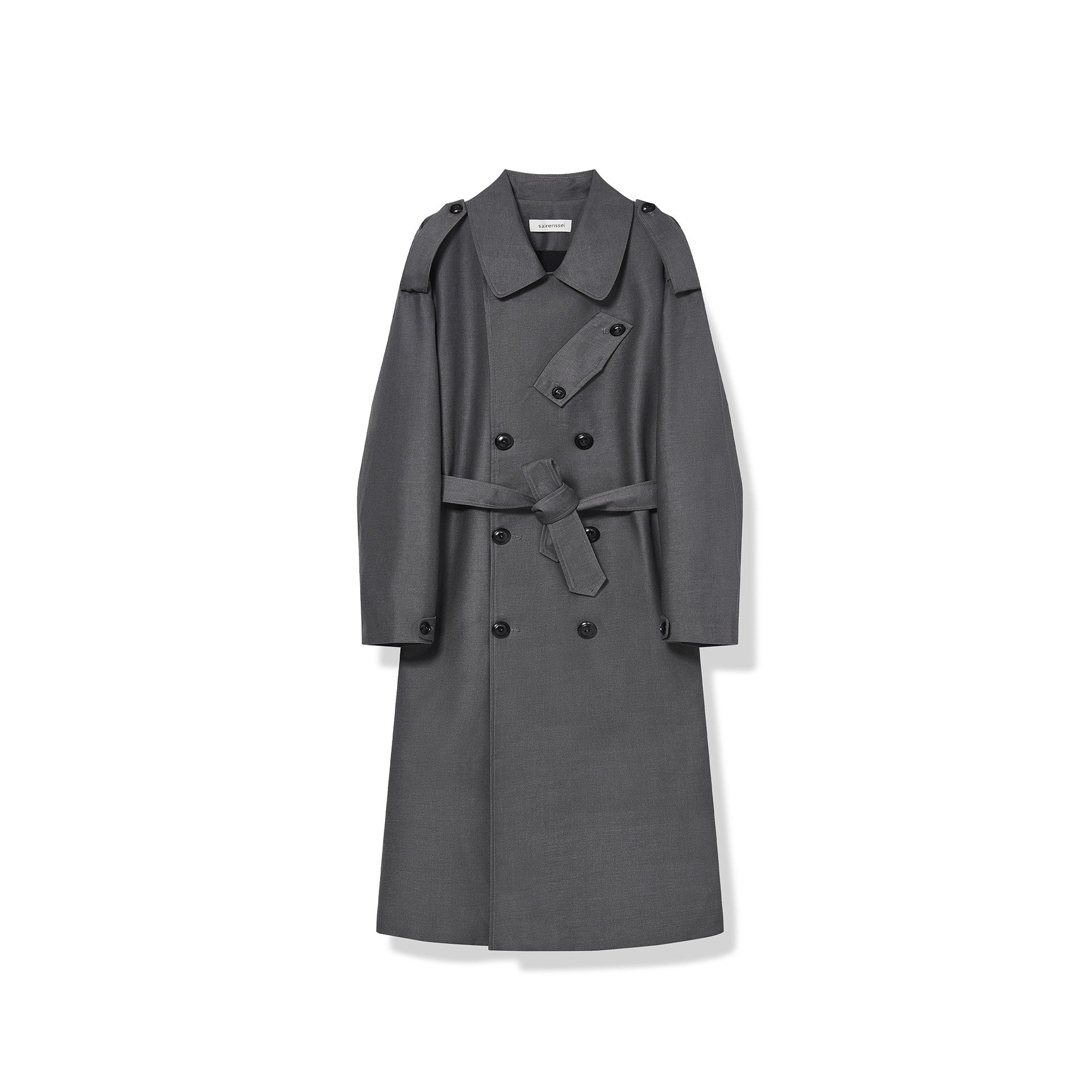 Sairenssei Oversized Sleeve Double-Breasted Long Trench Coat.