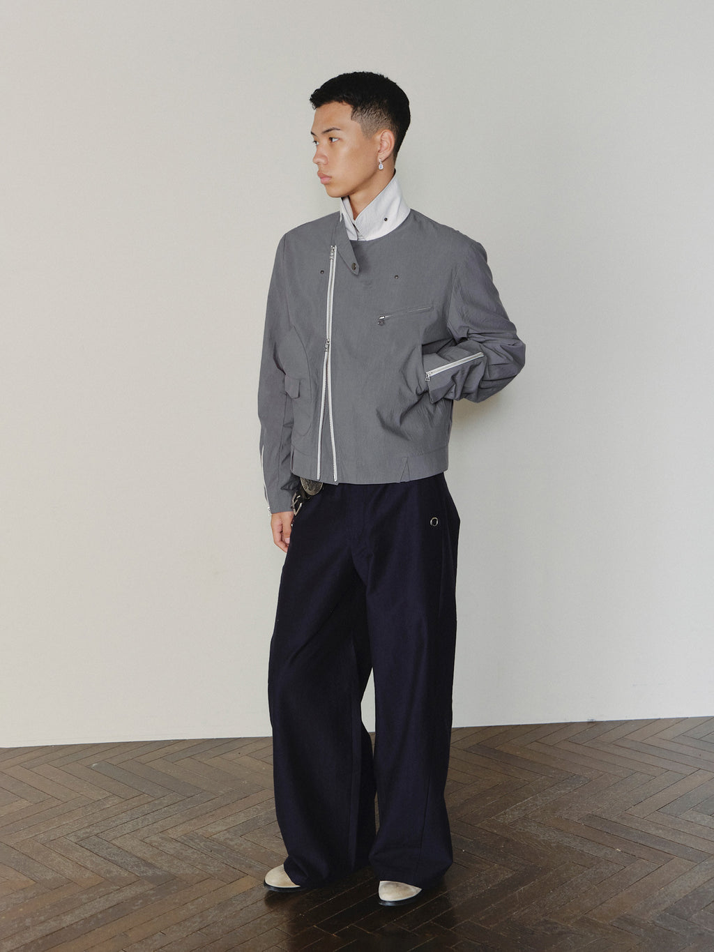 Sairenssei Metal-Accented Grommet Detail Pants