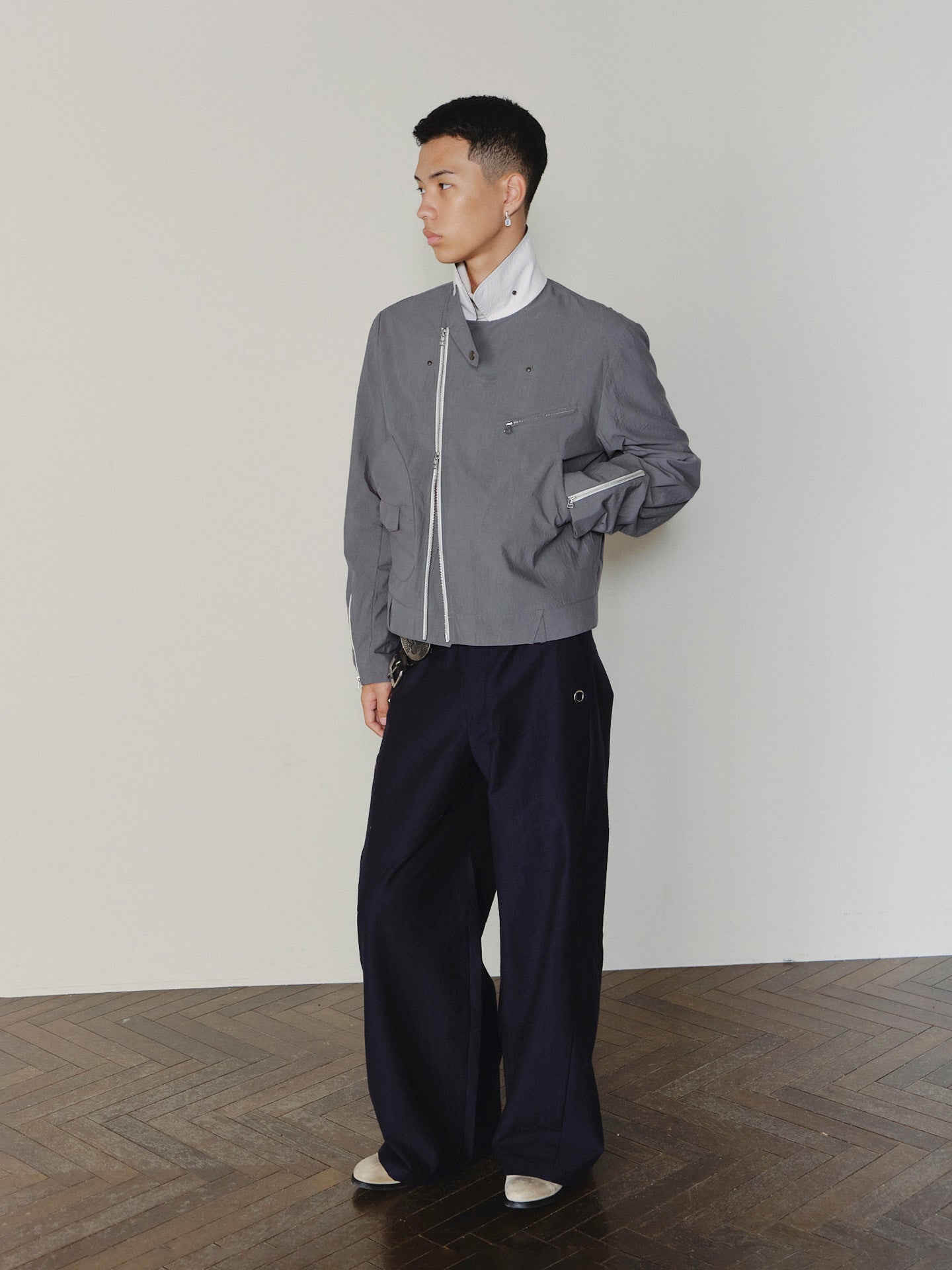 Sairenssei Metal-Accented Grommet Detail Pants