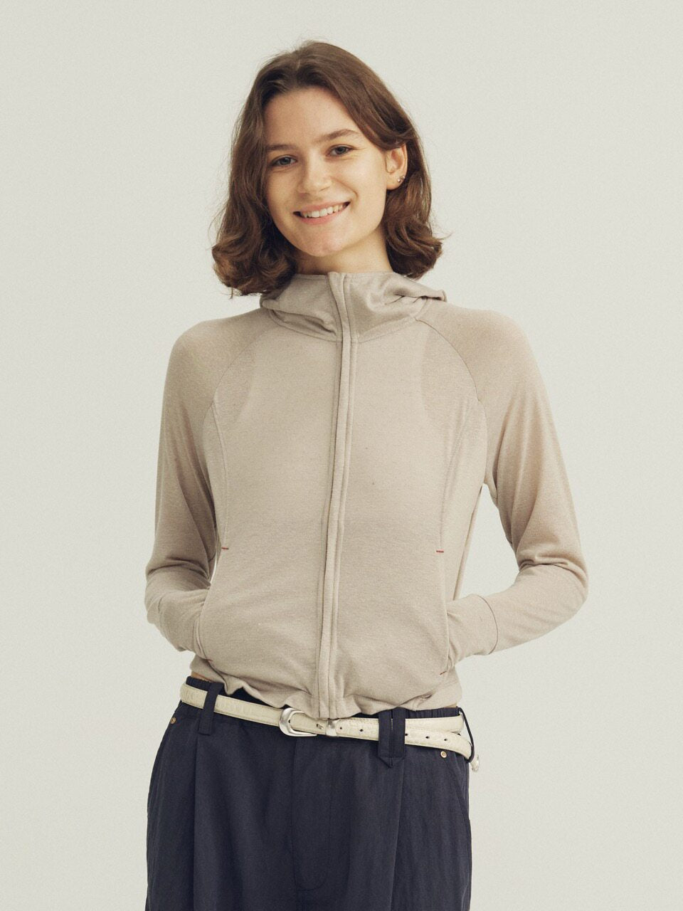 THE PROUDER linen-blend hooded slim-fit functional sun guard