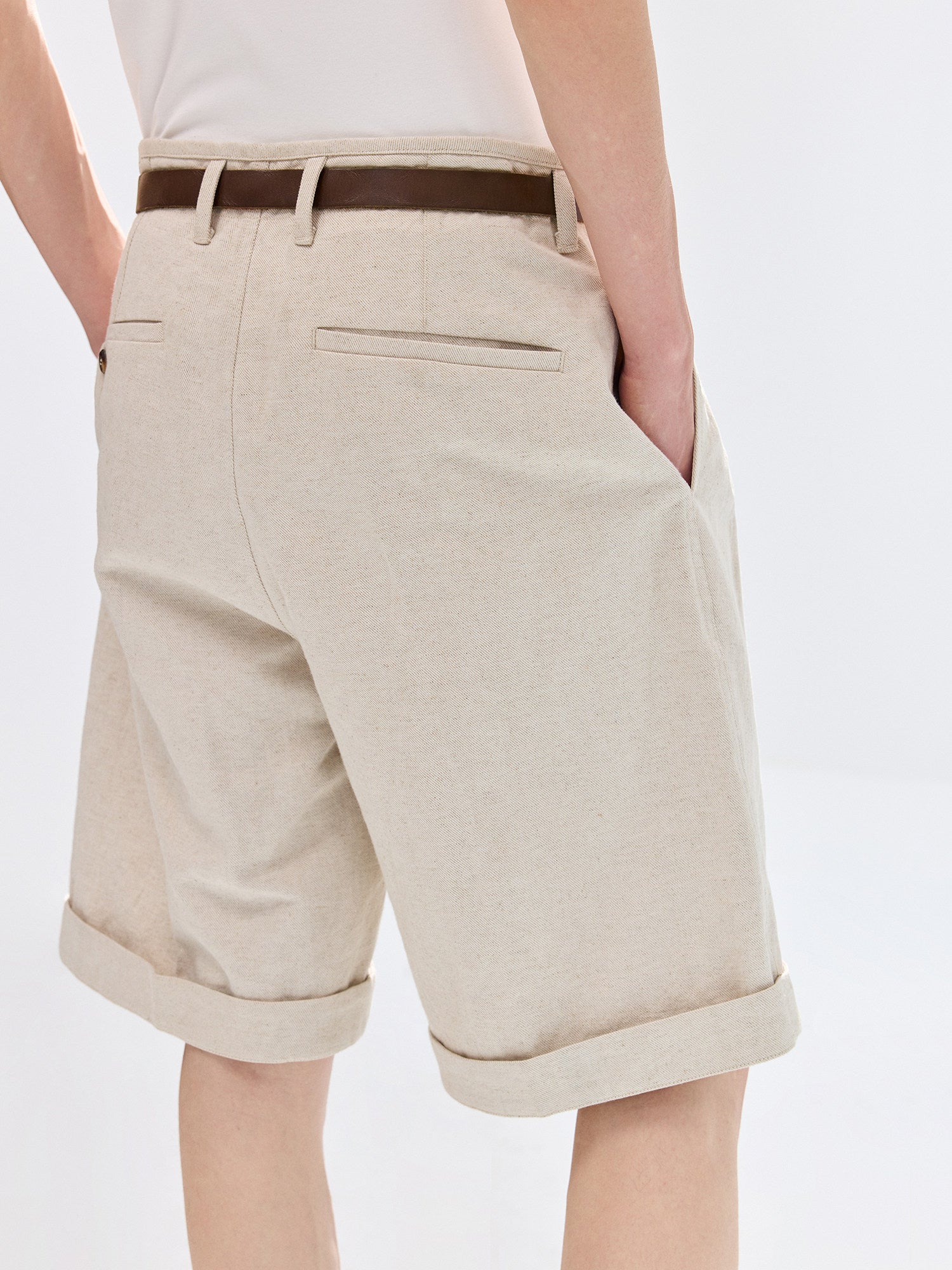Simple Project Linen-blend Bermuda Shorts