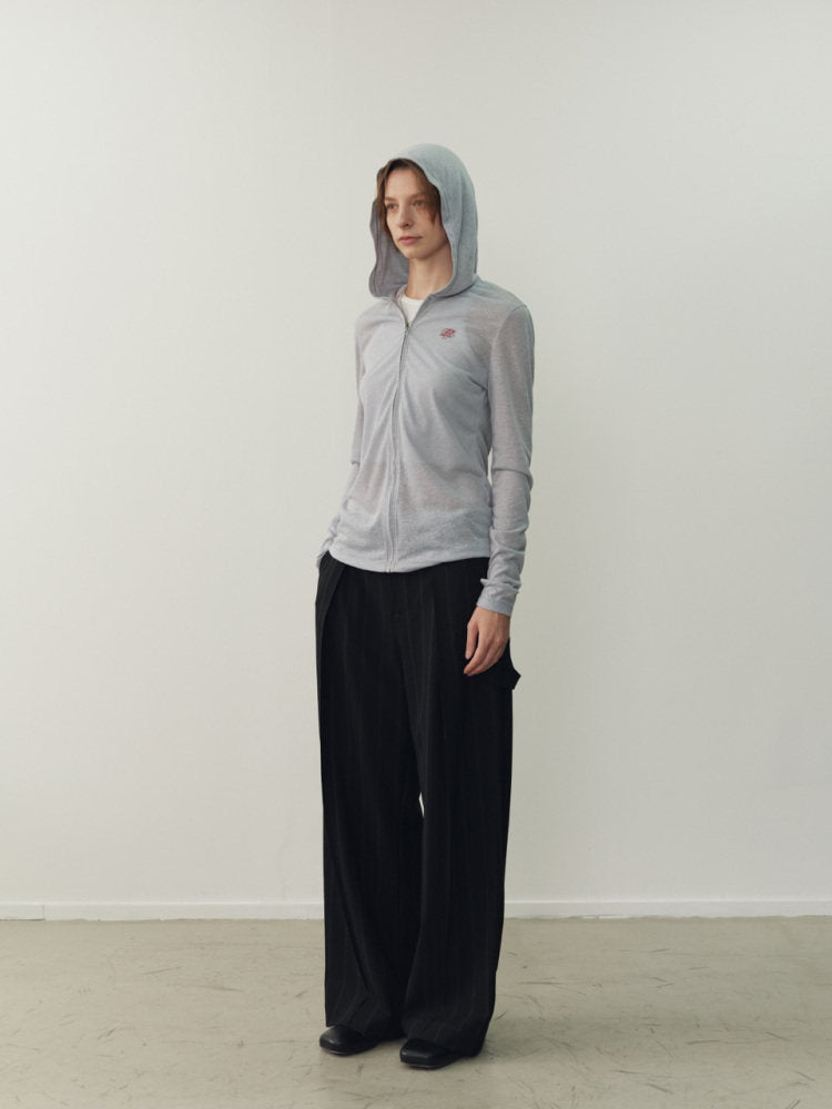 Choi Ranjun's linen-blend zippered hooded sun protection suit