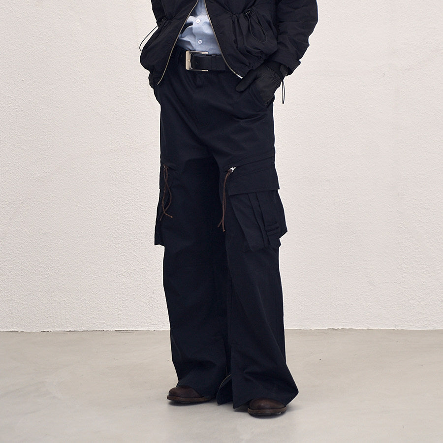 Sairenssei wide-leg cargo pants with double pockets and slits