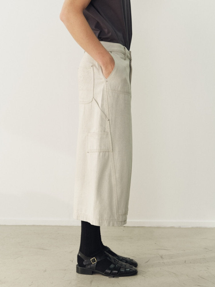 THE PROUDER gray-bottomed white cow logging cropped pants