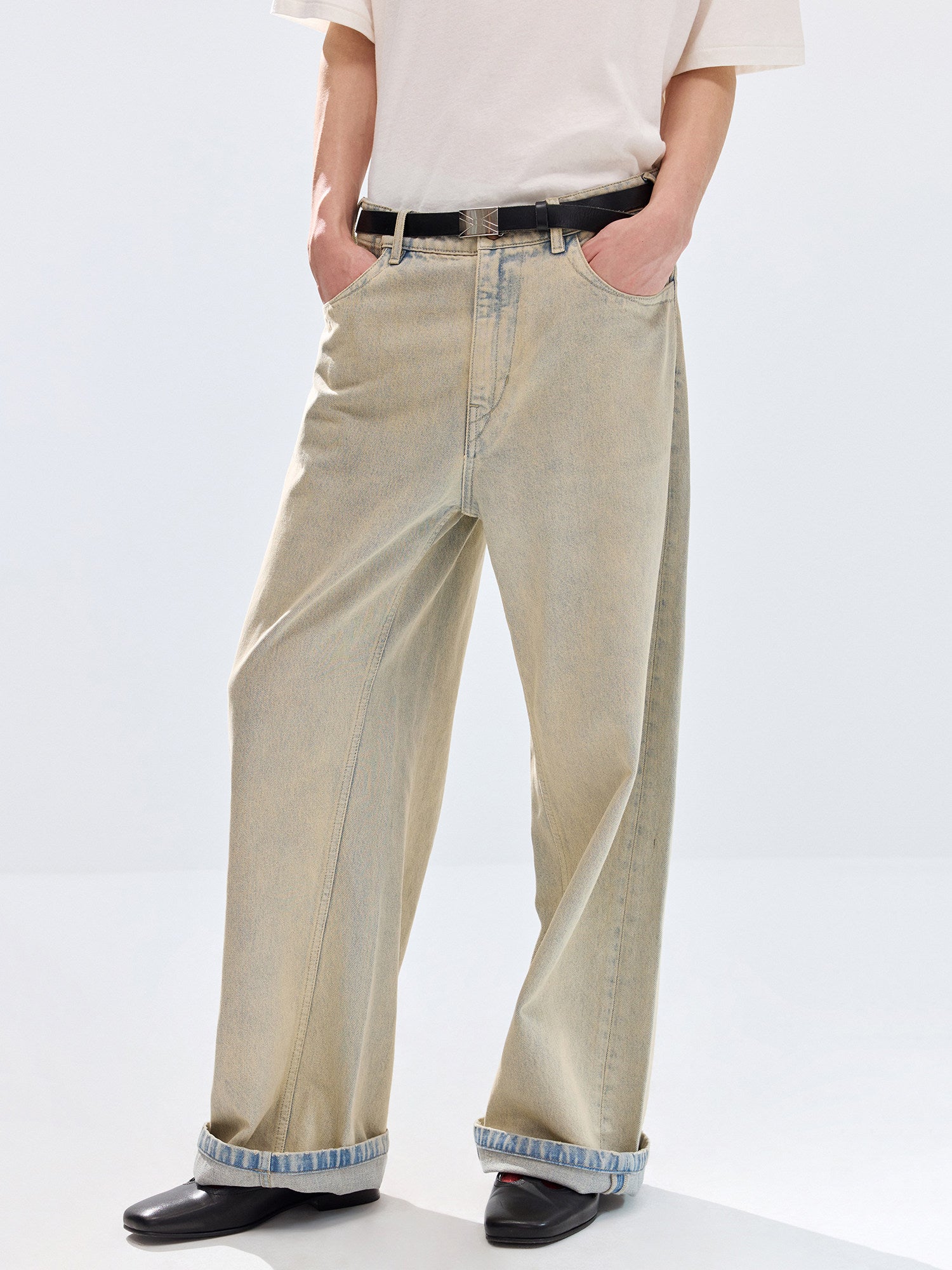Simple Project Khaki Washed Jeans
