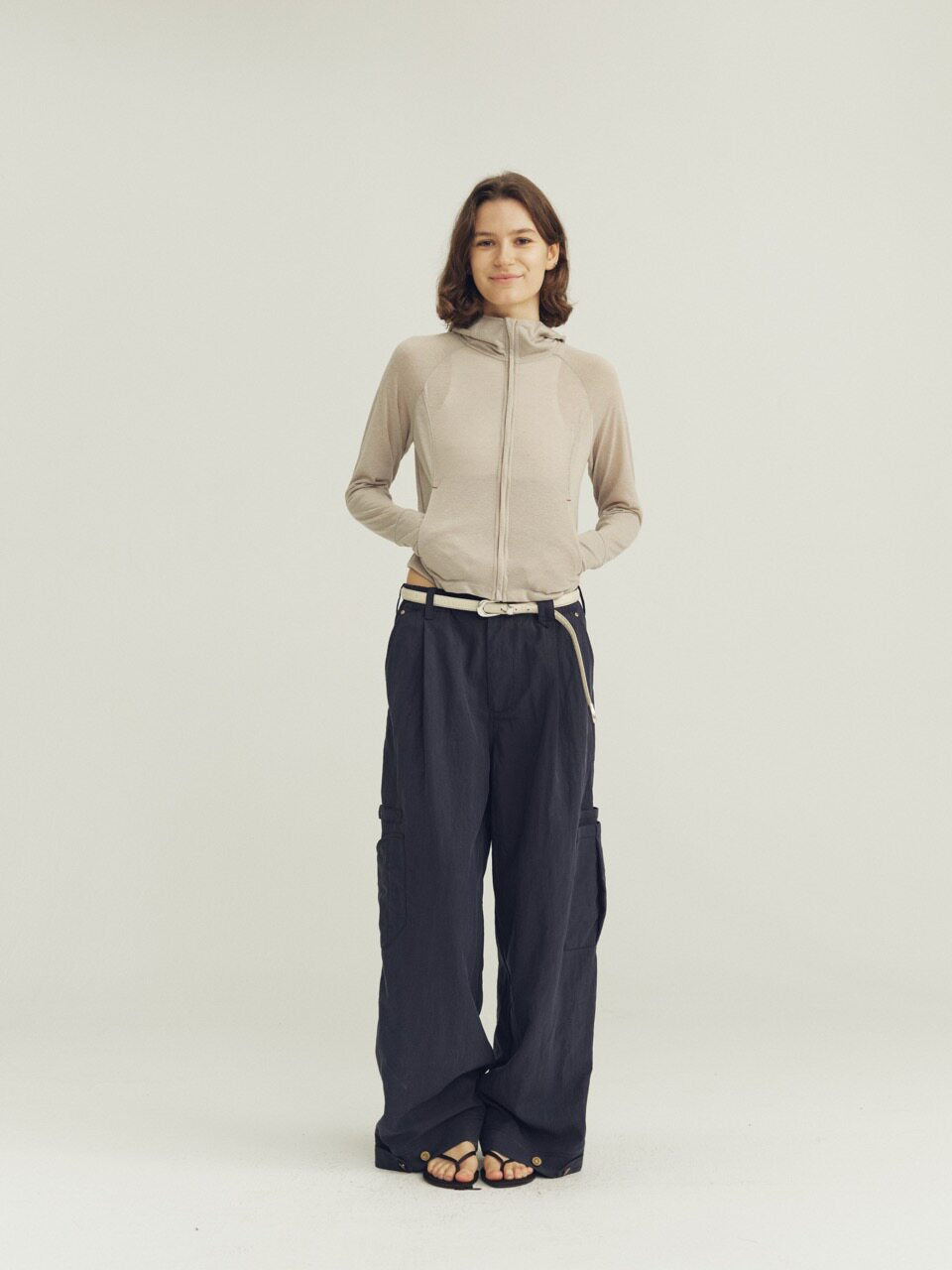 THE PROUDER linen-blend hooded slim-fit functional sun guard