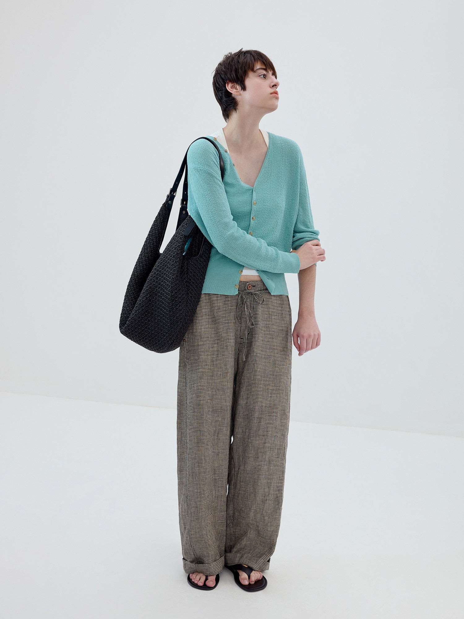Simple Project Plaid Linen Trousers