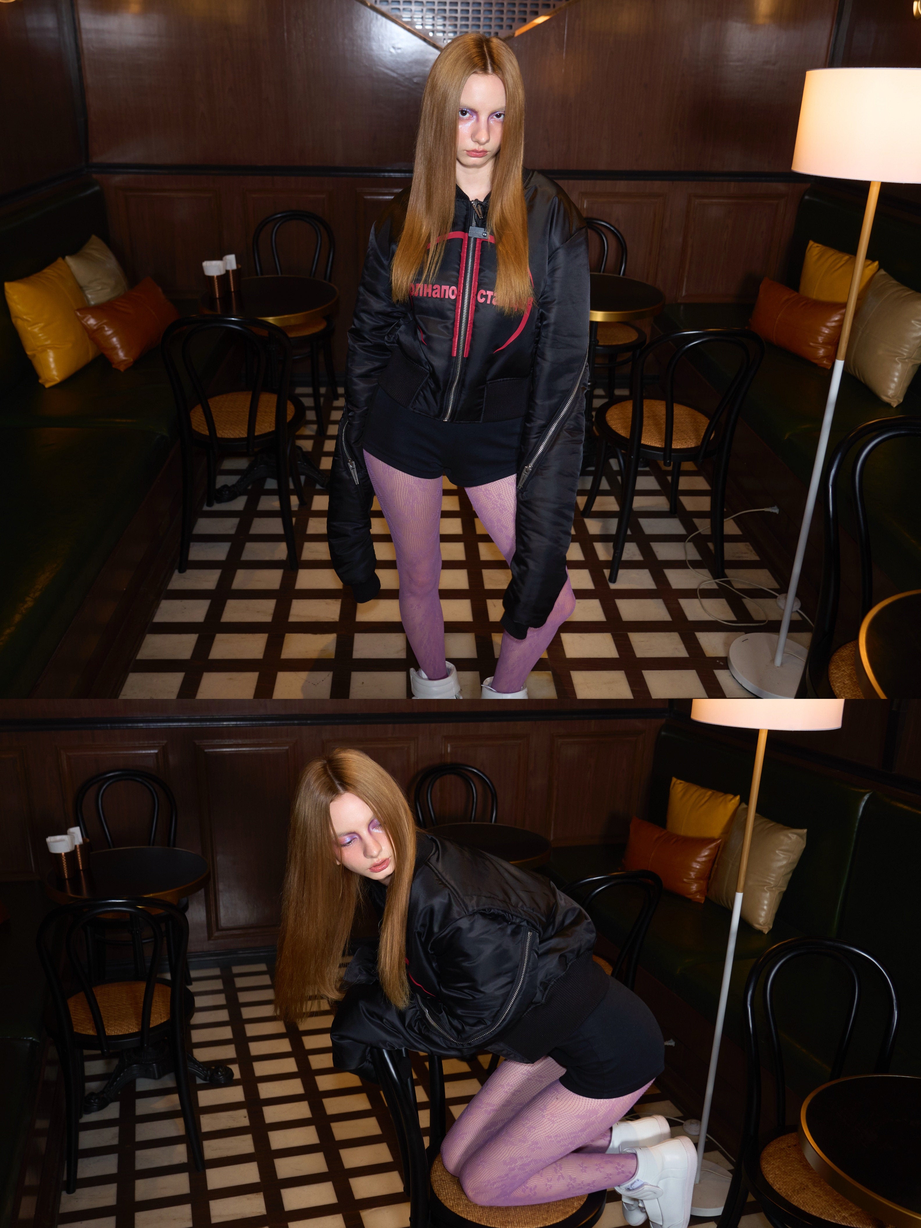 REBEL WAVE25FW "Ж" Shaped Zipper Oversized Sleeve Jacket