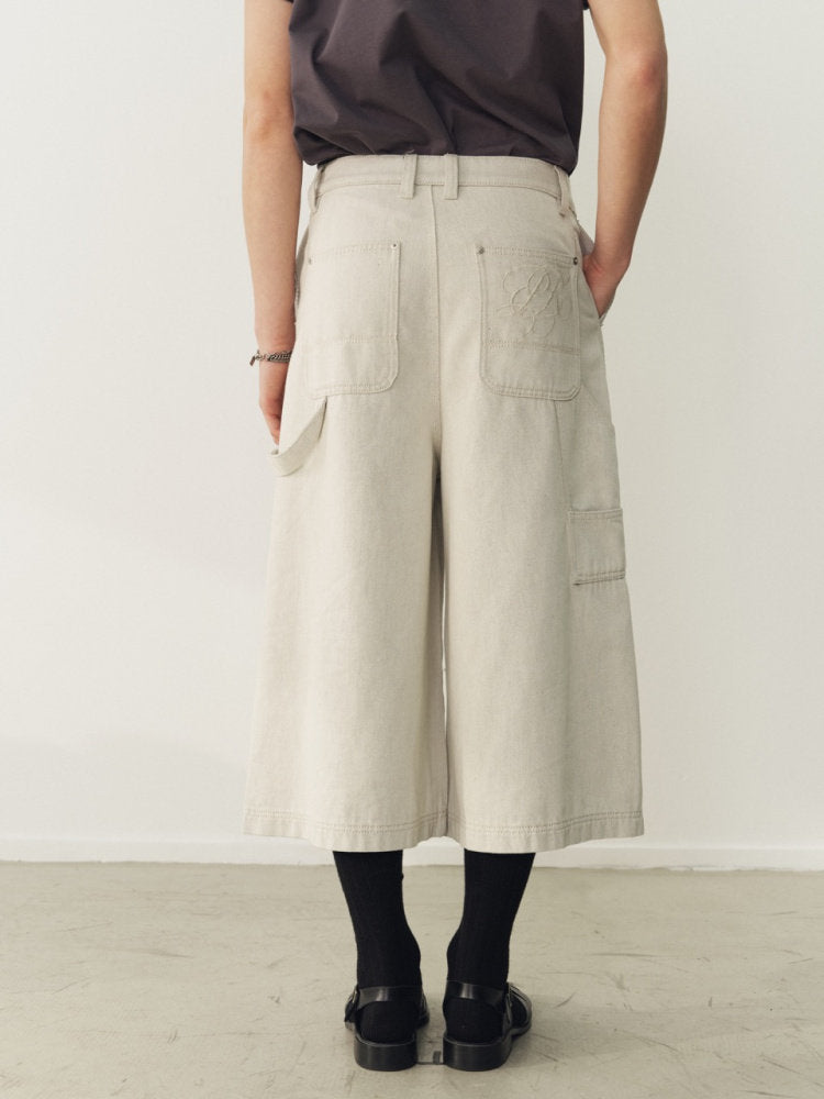 THE PROUDER gray-bottomed white cow logging cropped pants