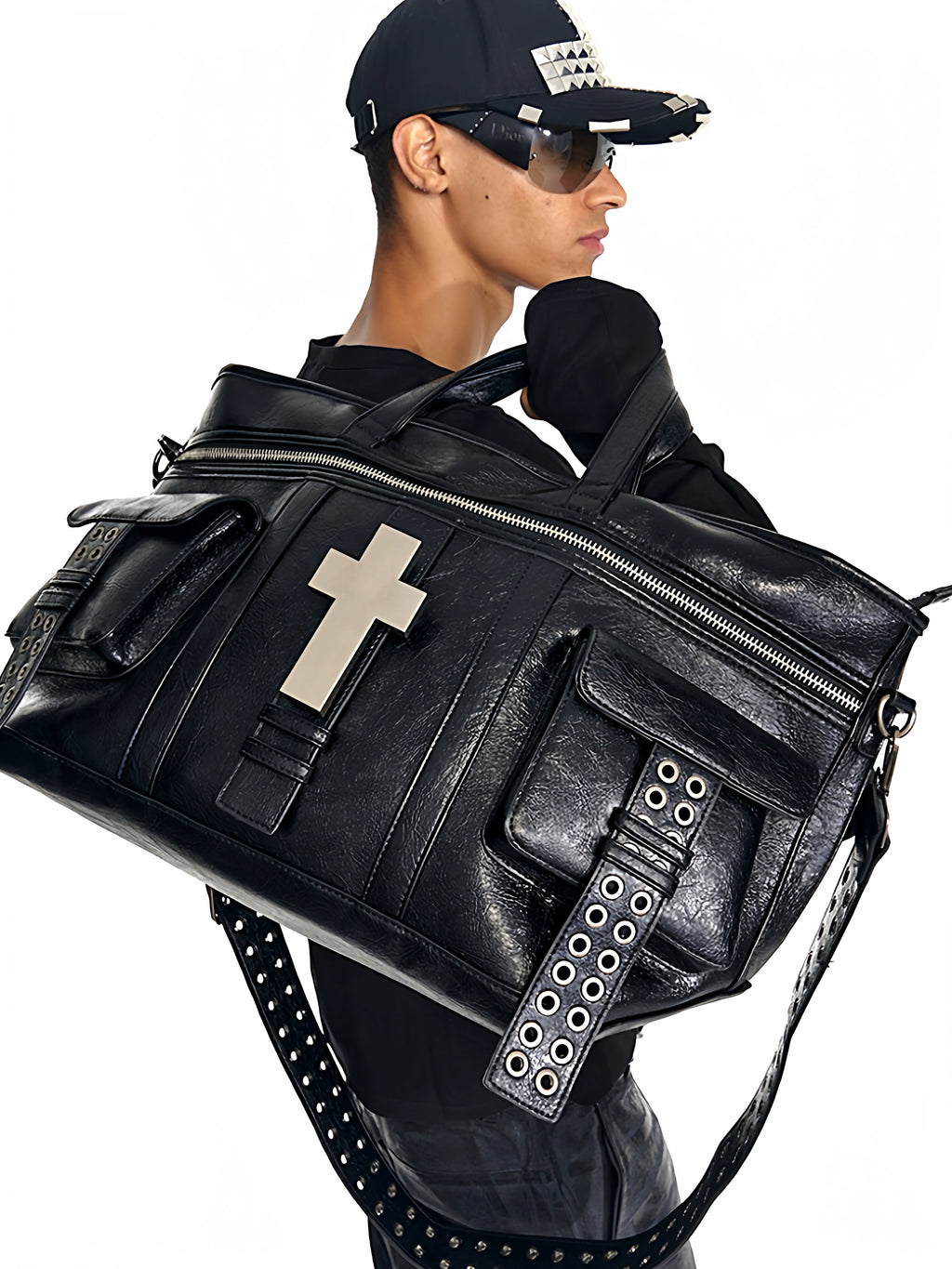 REBEL WAVE25FW "" Crossburst Leather Tote Bag, Shoulder Bag, Tote Bag, Crossbody Bag