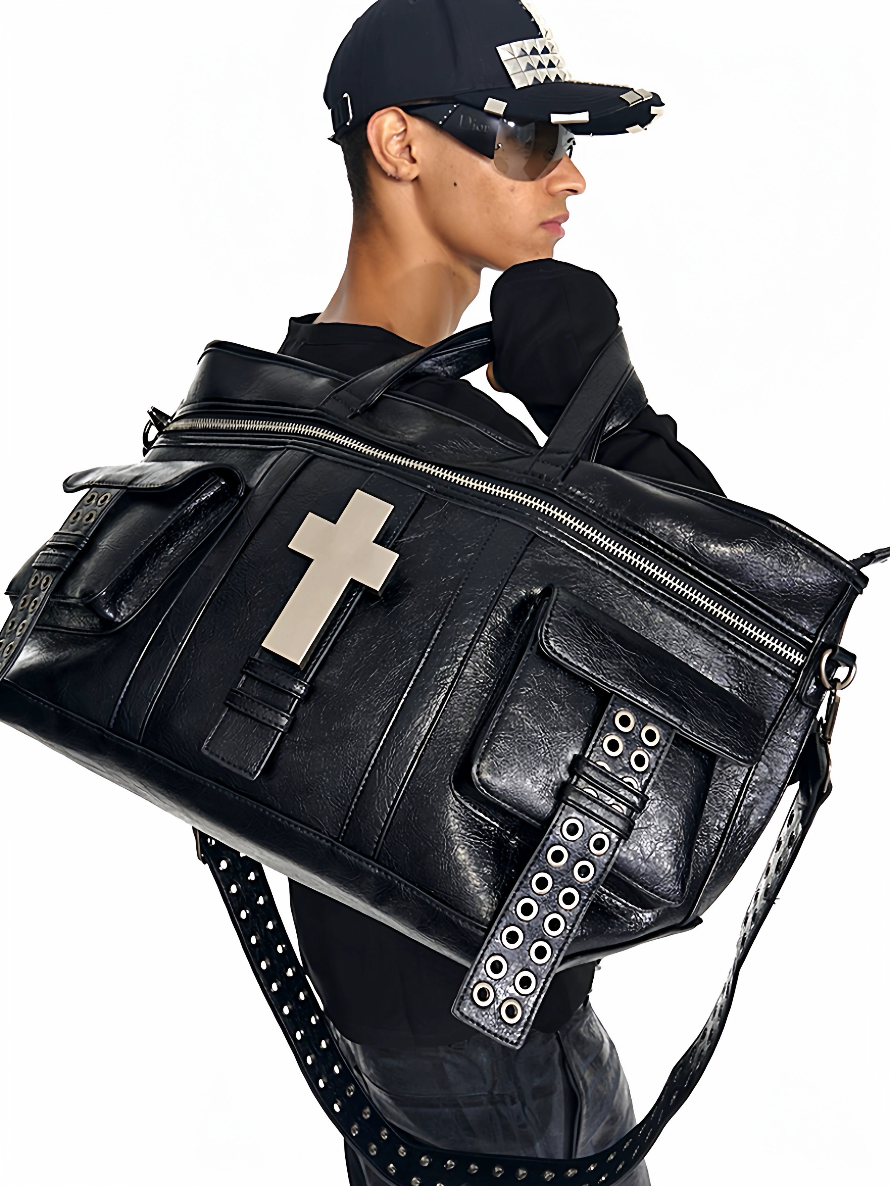 REBEL WAVE25FW "" Crossburst Leather Tote Bag, Shoulder Bag, Tote Bag, Crossbody Bag