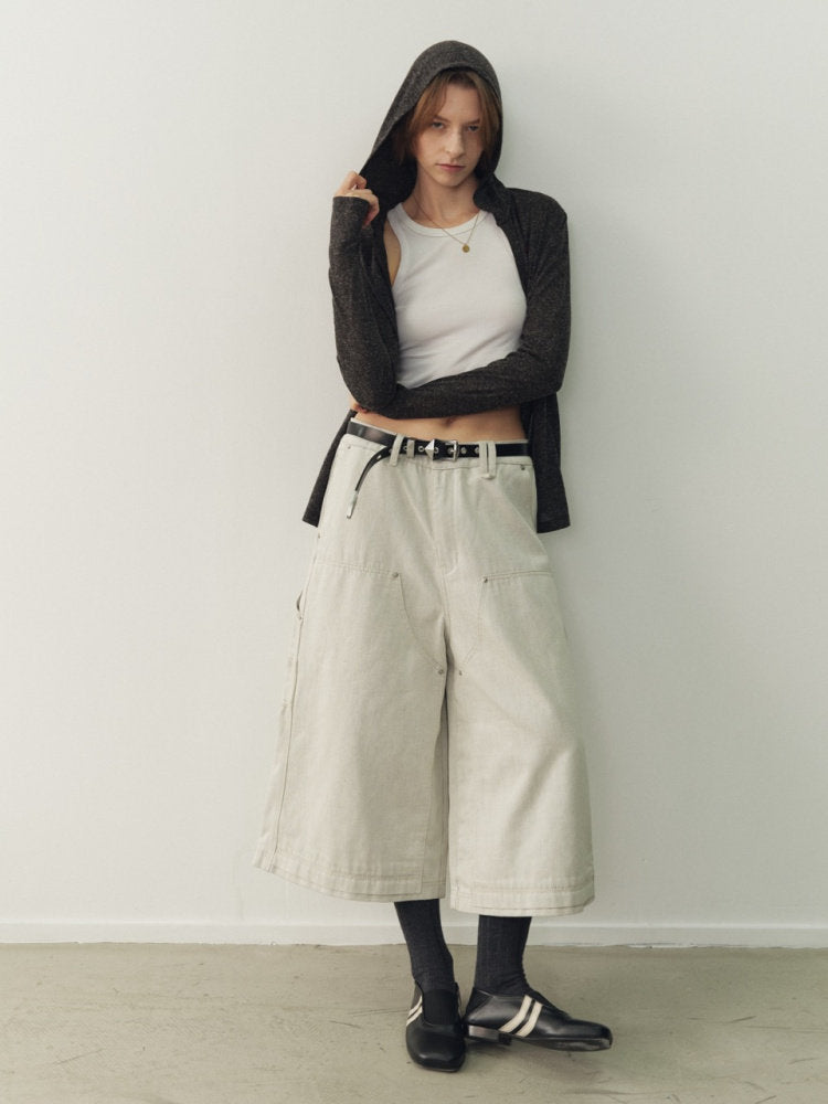 THE PROUDER gray-bottomed white cow logging cropped pants